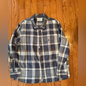 REI Co-Op Men's Long Sleeve Blue Plaid Button-Up Shirt XXL Hemp Cotton blend